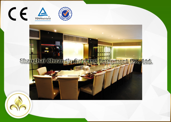 خرید کباب پز گاز هیباچی در فضای باز 13 صندلی Bridge Shape , میز Teppanyaki در فضای باز online manufacture