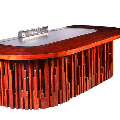 خرید Commercial Teppanyaki Grill Table with 20mm Thick Food-Grade Alloy Steel 2200*850*800 mm and 8kw Power تولید آنلاین