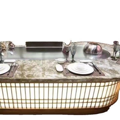 خرید Commercial Teppanyaki Grill with German 304 Stainless Steel and 20 mm Heating Plate in 2200*850*800 mm Size تولید آنلاین