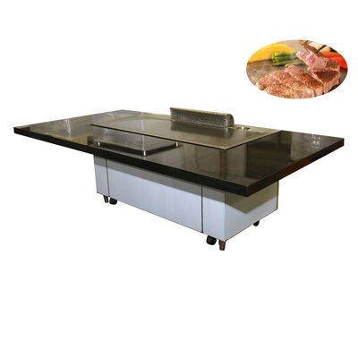 خرید Stainless Steel 304 Teppanyaki Grill Table with 500*380mm Heating Area and Customized Color for Commercial Restaurants تولید آنلاین