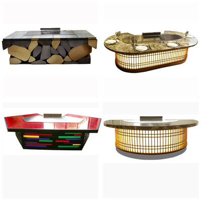 خرید Customized 11 Seat Fan Shape Teppanyaki Grill Table with 500*380mm Cooking Size for Commercial Restaurant & Hotel تولید آنلاین