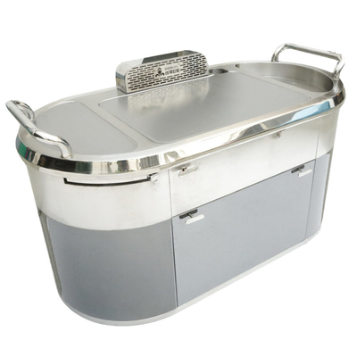 میز کباب پز موبایل Teppanyaki ارتقا یافته از جنس استنلس استیل GREENARK TO14 - الکترومغناطیسی