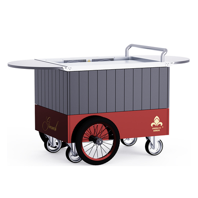 ريد موبايل تپانياكي گرل چرخ هاي سفارشي 16 اينچ حركت آزاد مواد مواد غذايي سطح Hibachi Grill Table