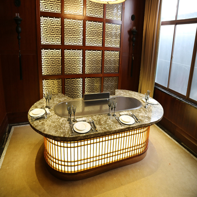 ميز گرل تپانياكي تجاري 2200x860x800mm با 8000W قدرت