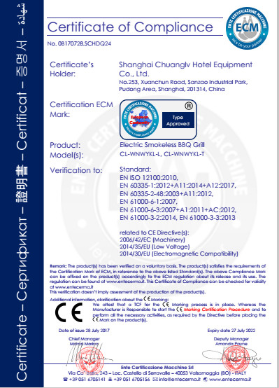 چین Shanghai Chuanglv Catering Equipment Co., Ltd گواهینامه ها
